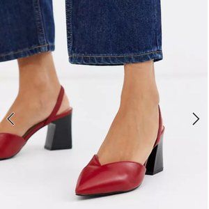 RAID Fawn sling back heeled shoes in red